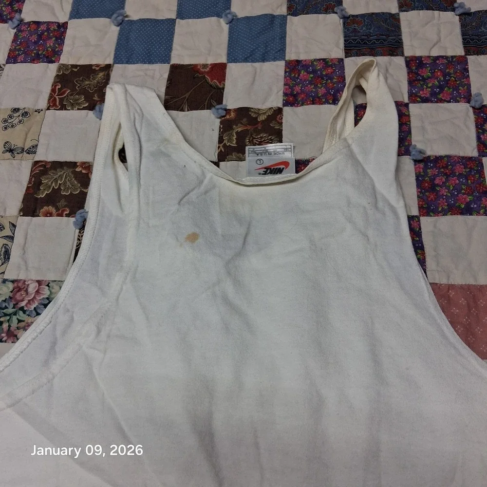 Vintage Nike Tank Top 90s Y2K‎ Size Large White Big Swoosh Check Logo